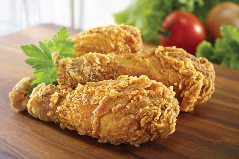 Fried chicken drumstick.