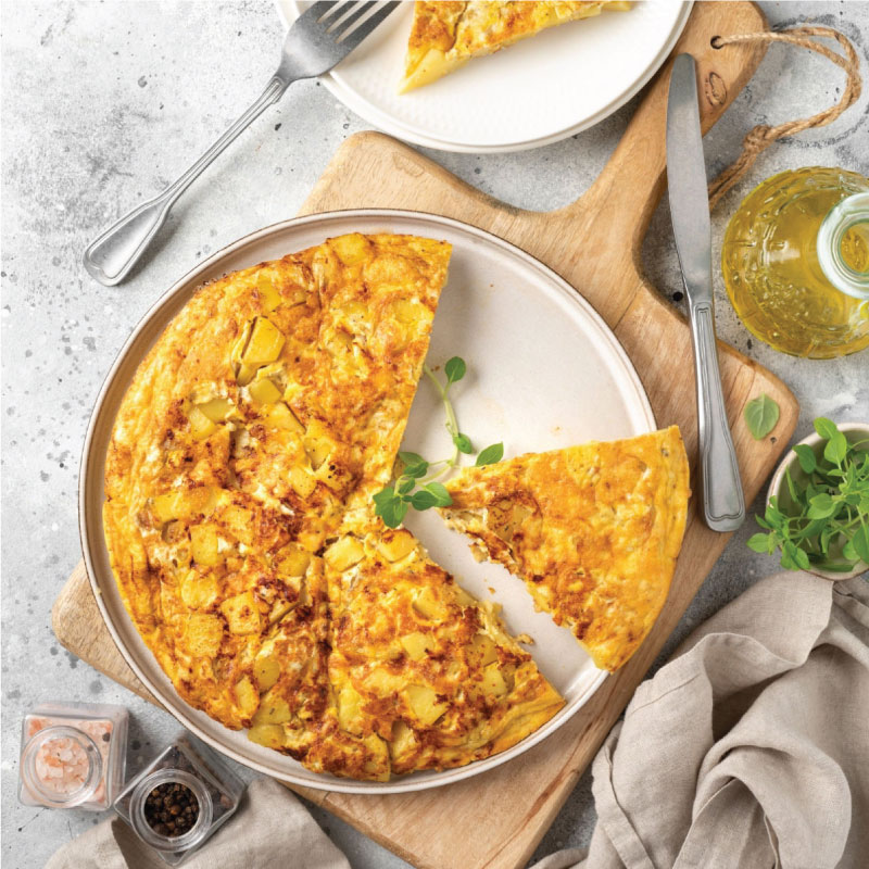 Frittata or traditional Italian delicious homemade egg dish.
