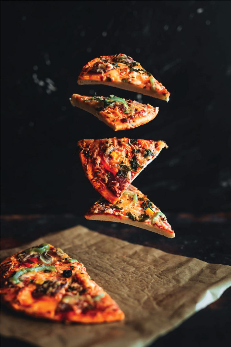 Slices of levitation pizza.